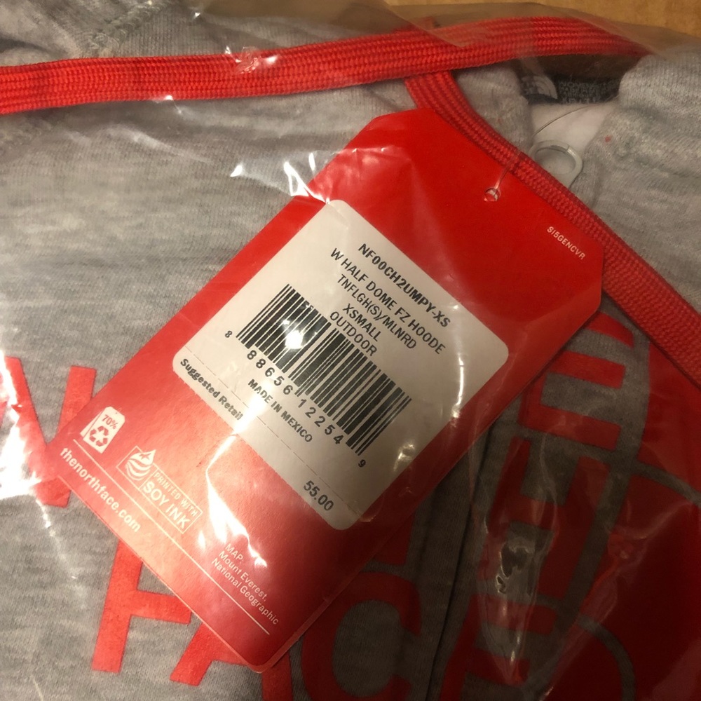 North Face Zip Up Hoodie XS Gray melon fleece - Picture 3 of 3